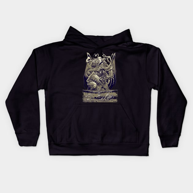 CTHULHU INVADES NY Kids Hoodie by ZornowMustBeDestroyed